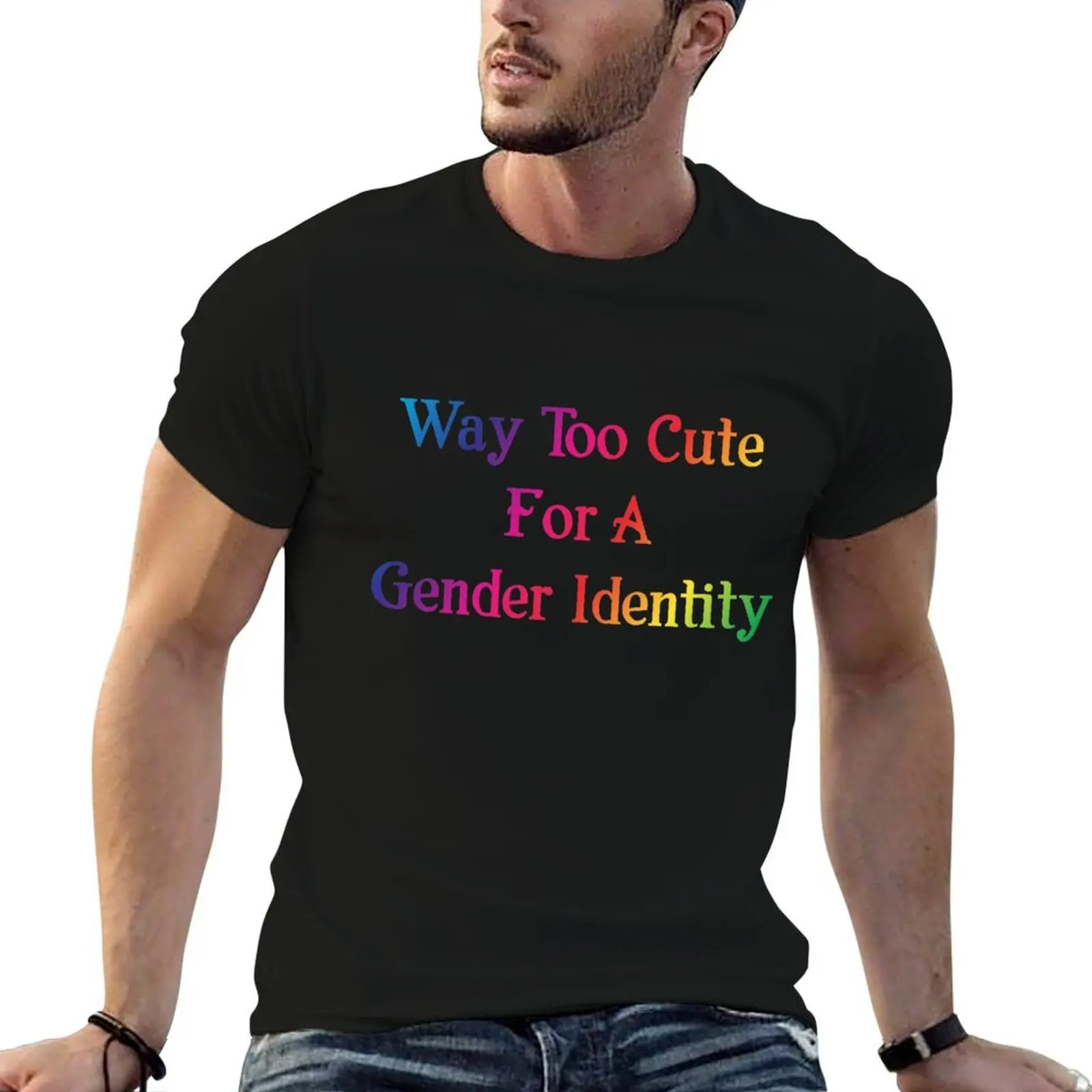 Transgender Way Too Cute For A Gender Identity T-Shirt Louboutins blue archive mens designer t shirt
