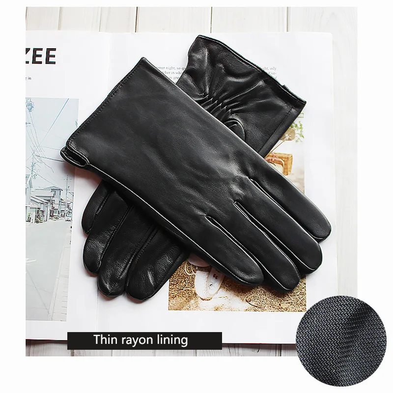 Gants en cuir pour hommes, en peau de mouton, monocouche, sans doublure, fins, printemps et automne, pour moto en plein air, gants de conduite
