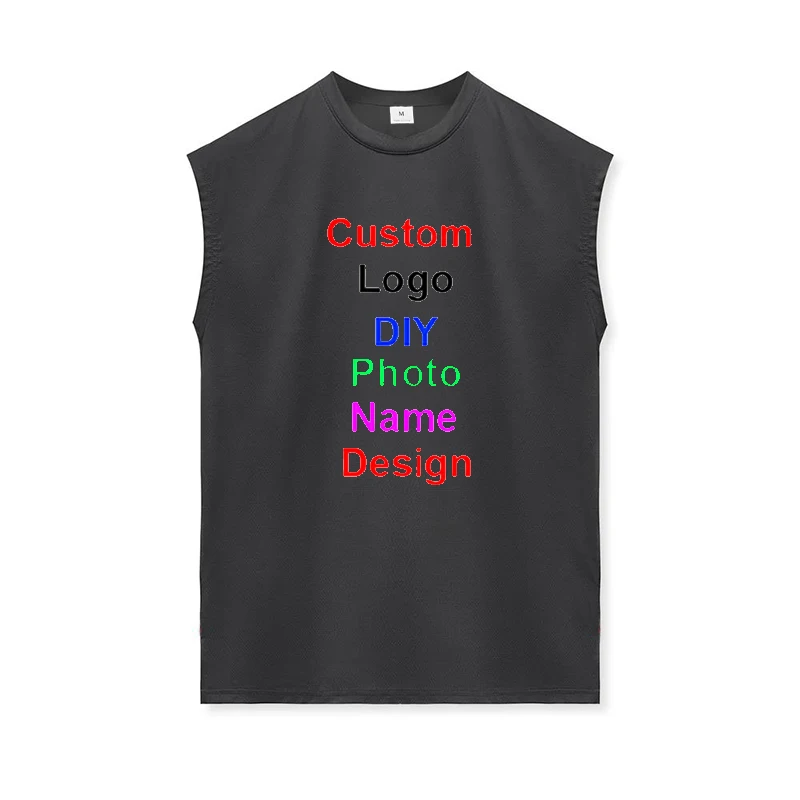 Custom Logo DIY Design Summer Mesh Quick Dry Gym Tank Top Men Workout Vest Fitness Clothing Loose Bodybuilding Sleeveless TShirt