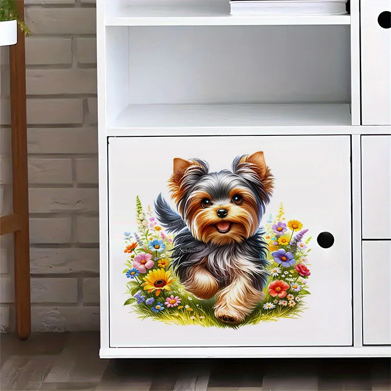 Cute Yorkshire Terrier Wall Sticker Toilet Lid Stickers, Bedroom Entrance Living Room Porch Home Decora Waterproof Decals M1522