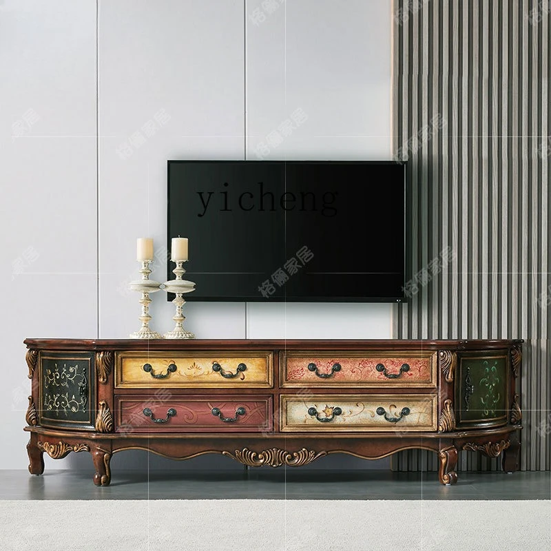 

painted TV cabinet living room solid wood TV cabinet complete furniture