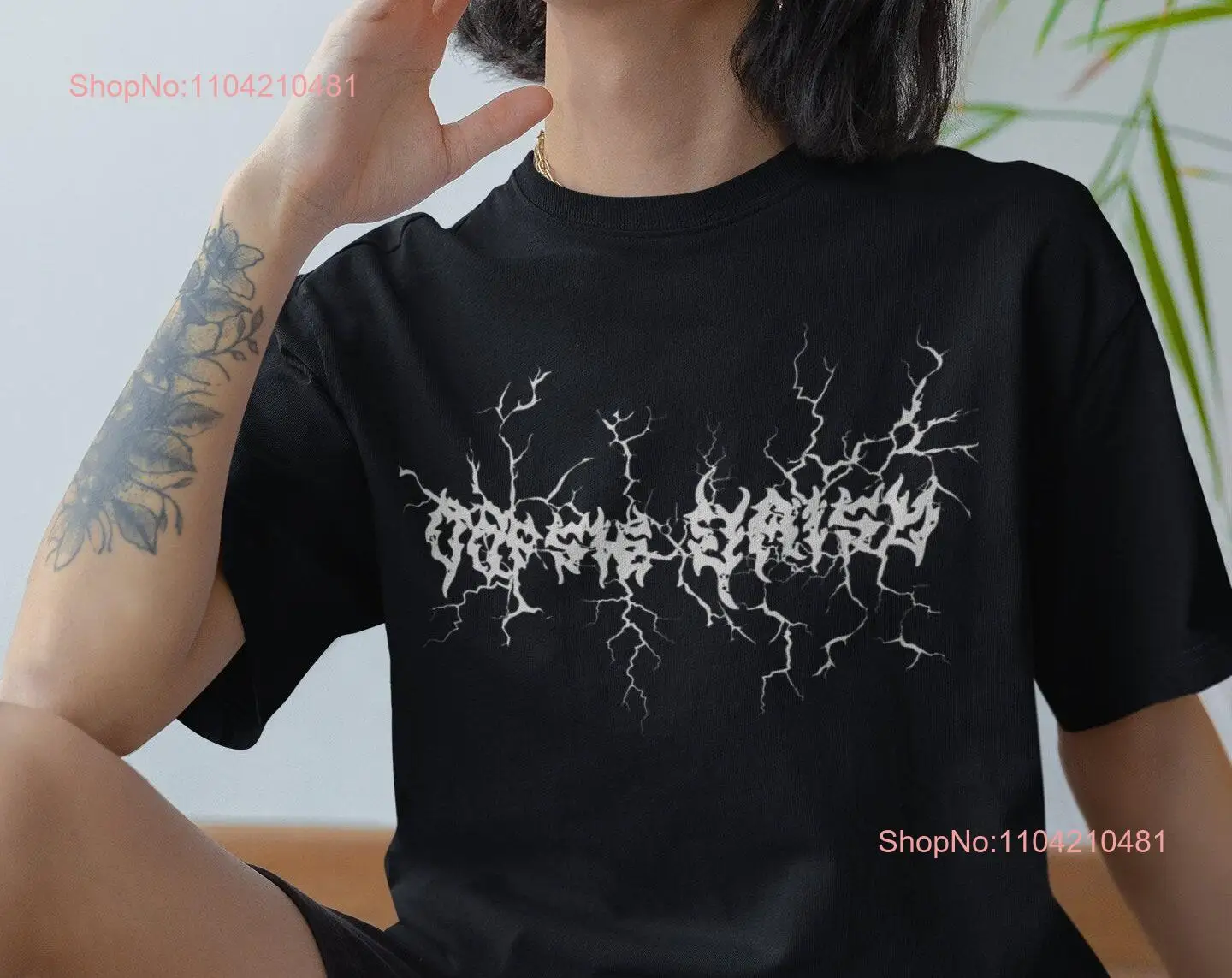 Oopsie Daisy Heavy Metal Font Oversized Boxy T Shirt z zabawnymi długimi lub krótkimi rękawami