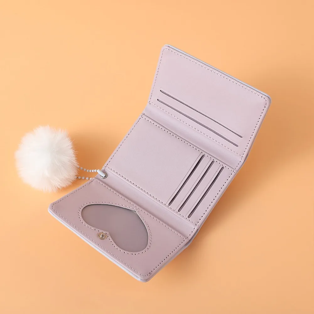 กระเป๋าสตางค์หนัง PU น่ารัก ทรงสั้น บางเฉียบ ลายการ์ตูน กระเป๋าใส่เหรียญ สีพื้น ลายกระต่าย สำหรับผู้หญิง