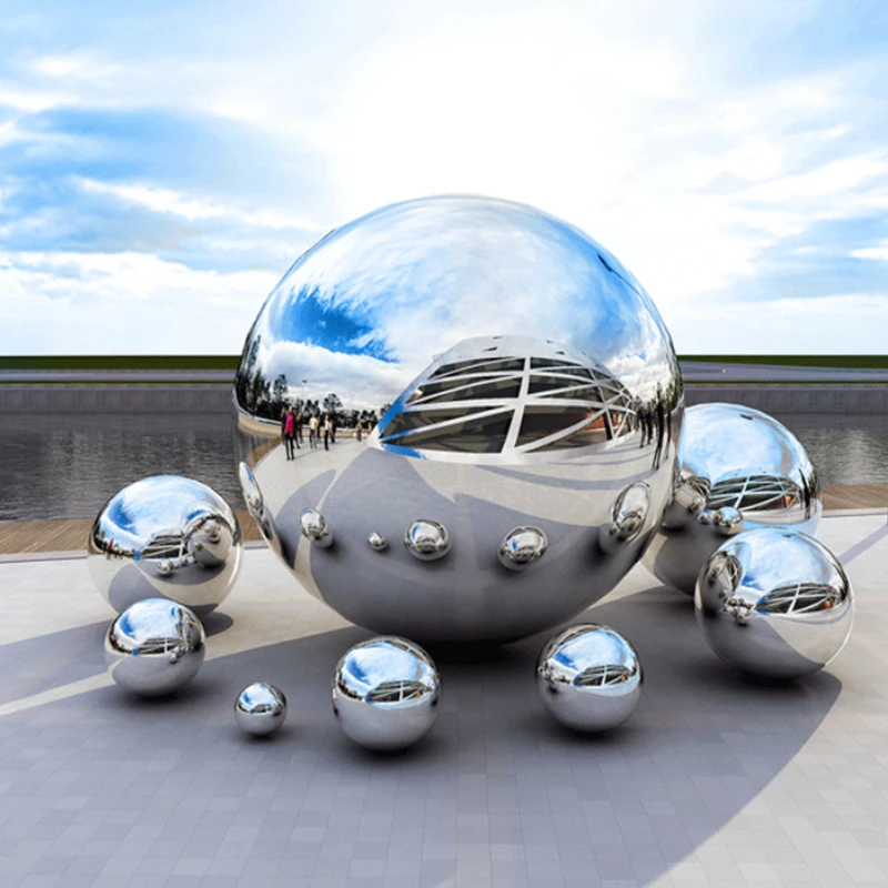 1Pcs Diameter 19mm-200mm Thick 1.2mm 304 Stainless Steel Silver Mirror Hollow Ball for Home Hotel Park and Square Decoration