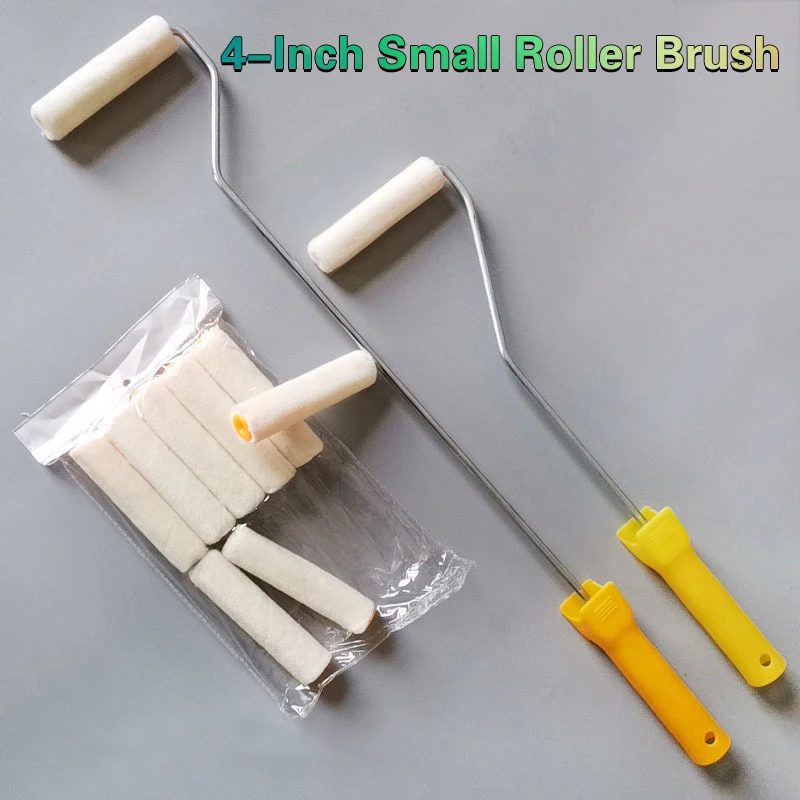 4-Inch Smeltende Wollen Rolborstel Kort Haar Fijn Haar Duimroller Core Corner Reparatie Roller Borstel Decoratieve Borstel