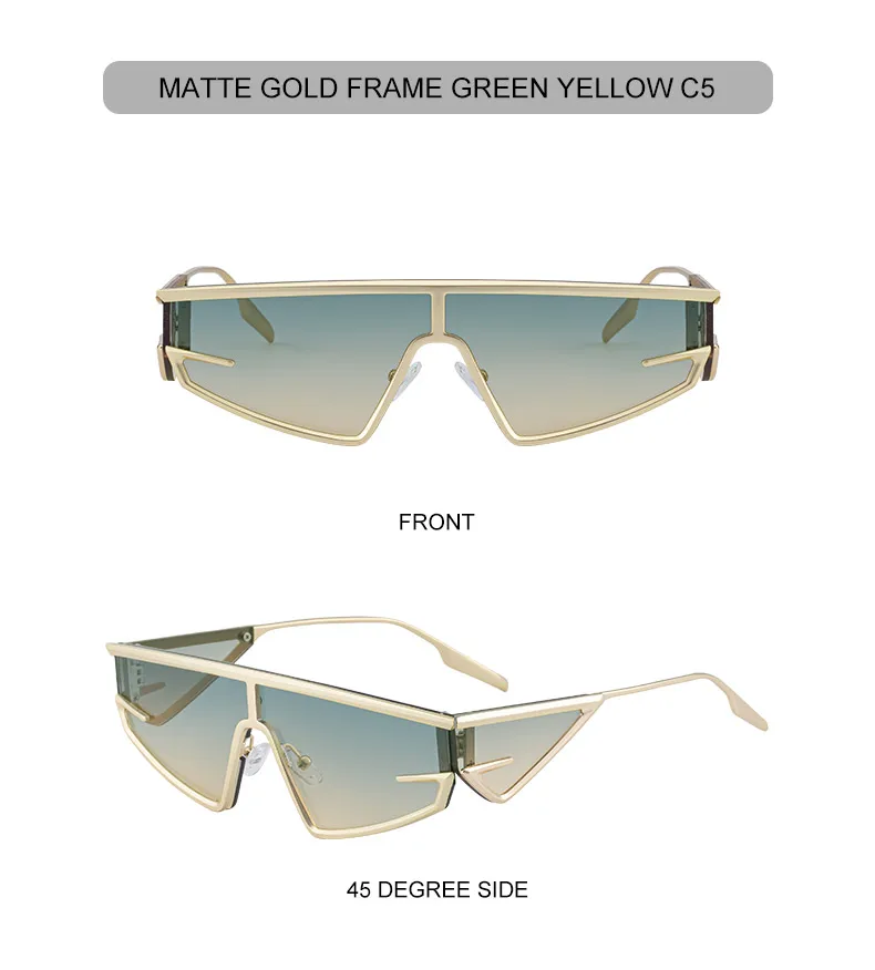 Y2K Punk Quadratische Schild Sonnenbrille Männer 2025, Luxus Marke Vintage Unregelmäßige Steampunk Winddicht Sonnenbrille für Frauen Shades UV400 – Detail 19