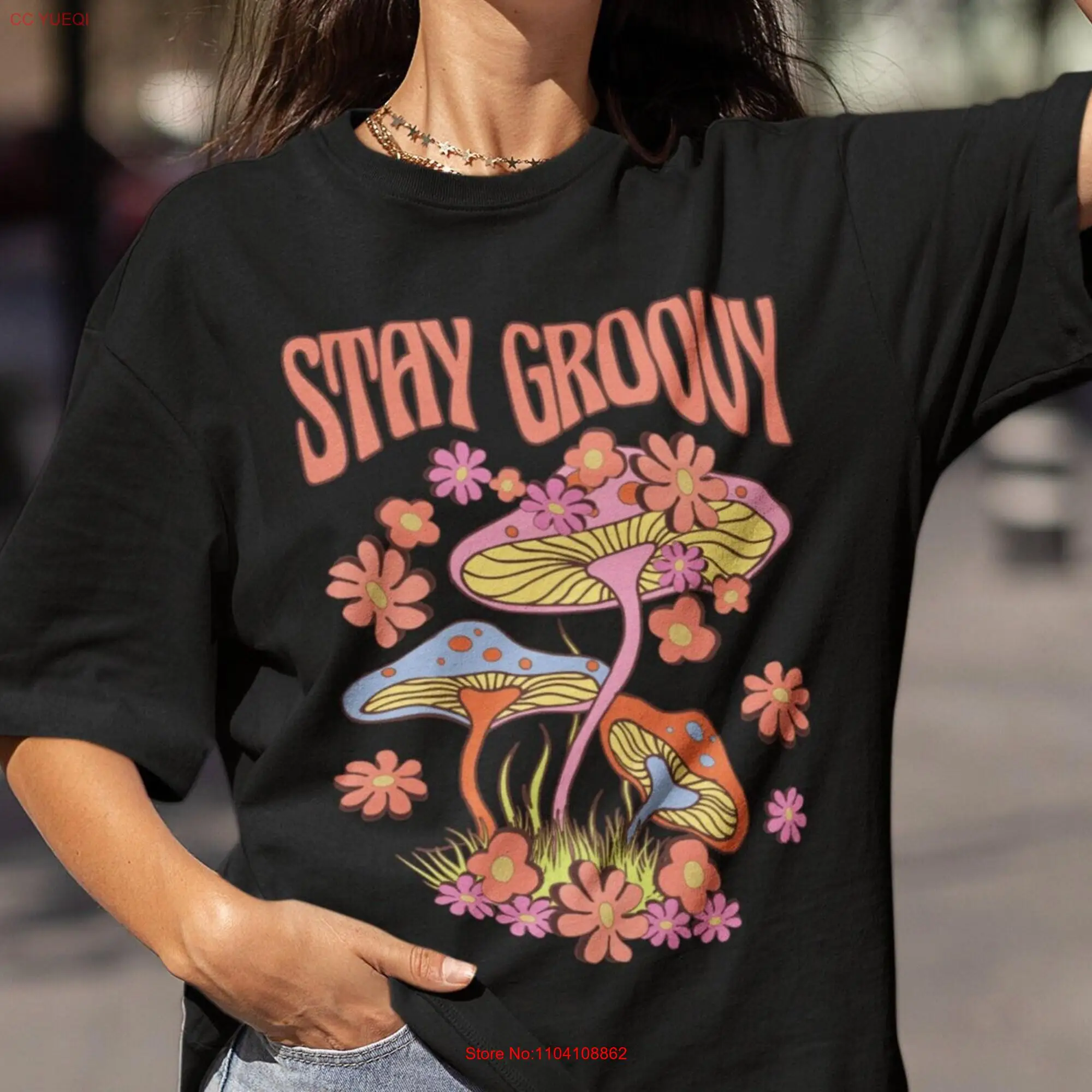 Mushroom T Shirt Stay Groovy Cottagecore Top 70s Inspired Hippie Clothes Retro Trippy Botanical Indie