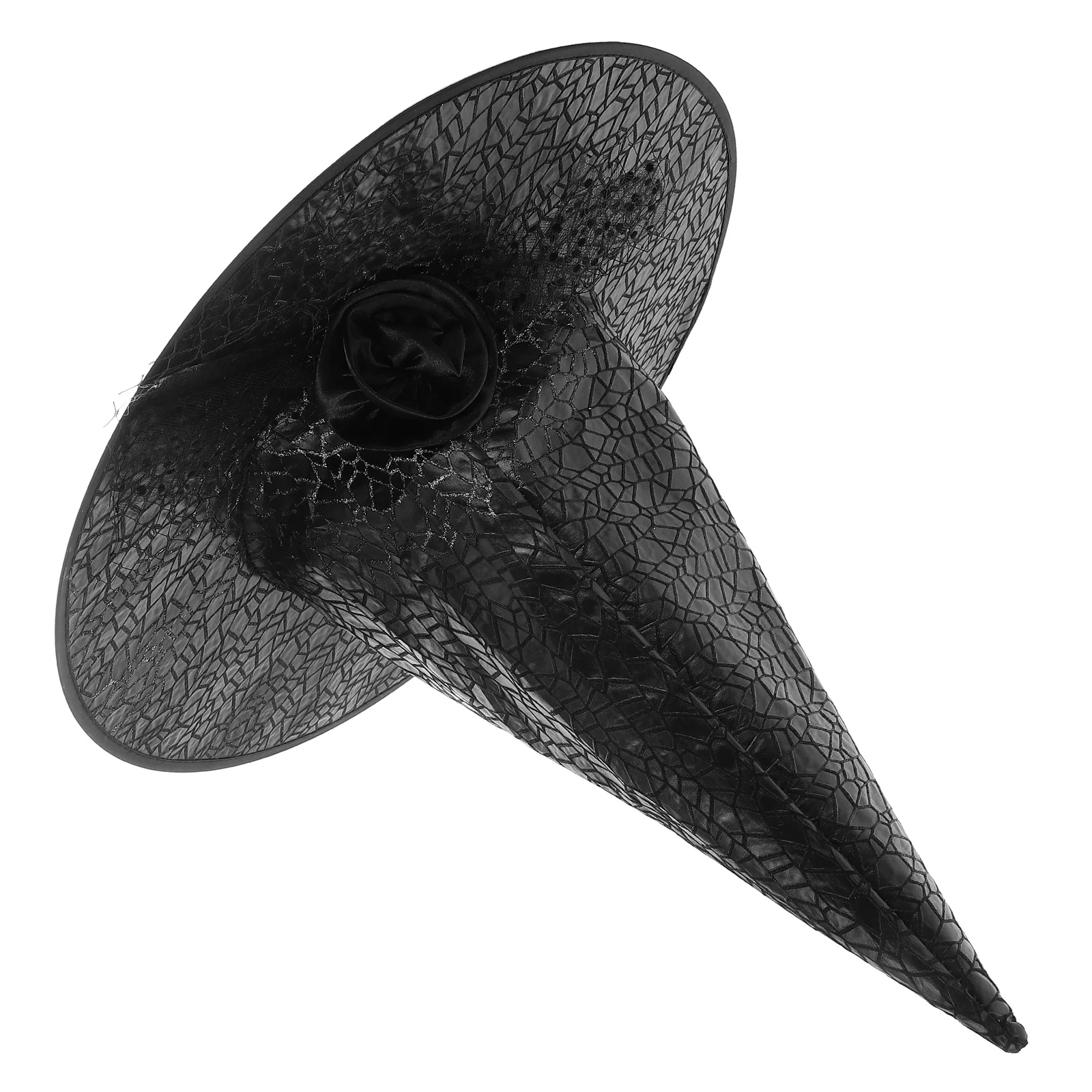 Chapéu de bruxa para halloween, véu de renda, tecido de malha rosa,  fantasia infantil adulto, acessório de cabelo para festa, chapéu de bruxa  com véu, chapéus / Acessórios para cosplay, image size:1600x1600