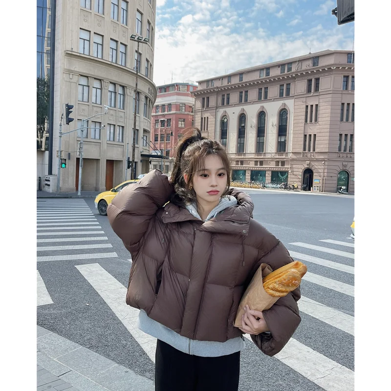 2024 Winter Down Jacket Women Coat Fashion Y2K American Design Hoodie Duck Warm Down Feather Female Outwear Cotton-padded Jacket