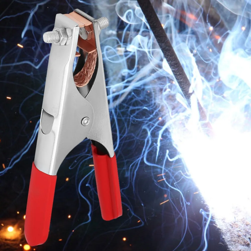 300A Current Rating Welding Ground Clamp Nickel Plated Brass Rubber Grip Handle Ground Cable Clamp Easy Install Design