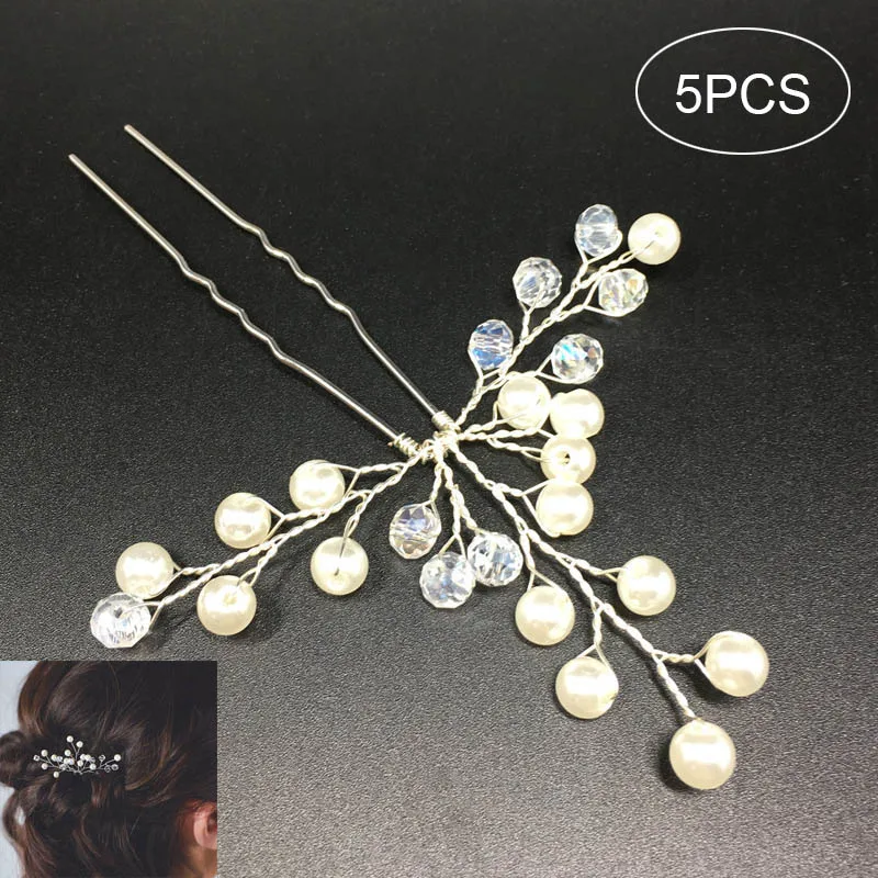 5 Pcs/Set Wedding Bridal Hairpins Simulate Pearl Hair Clips Ornaments Hairs Pins Lady Hairstyles Jewelry Accessories