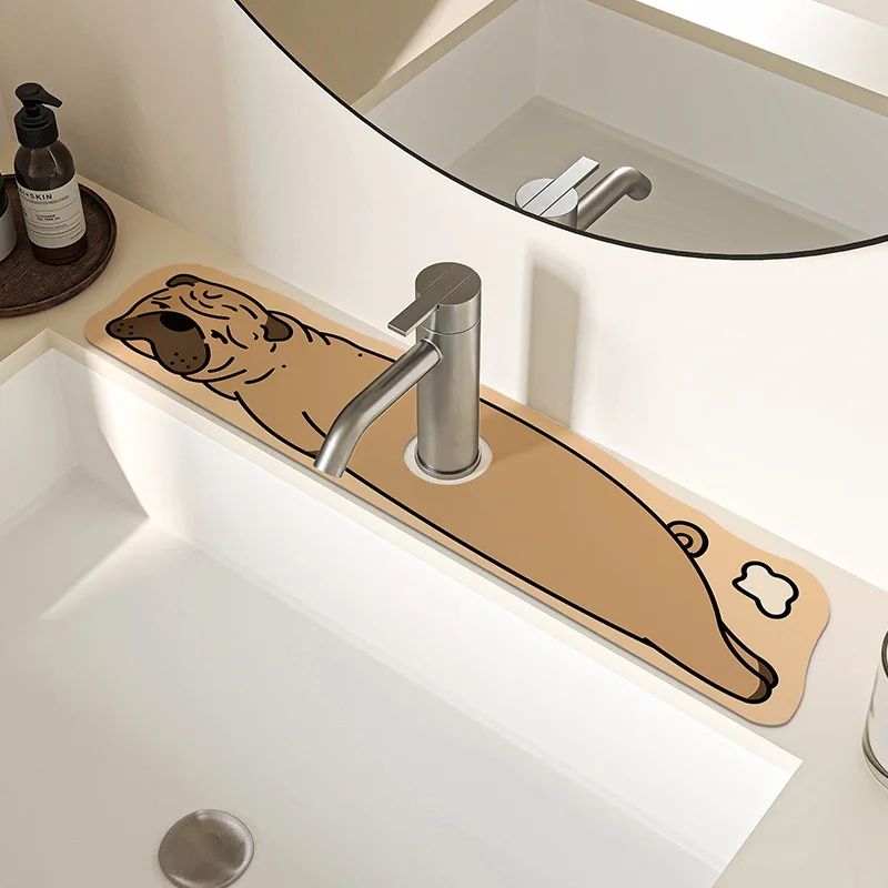 VIKAMA Bathroom Faucet Drip Tray Non-Washable Quick-Drying Diatomite Pad For Kitchen Sink Countertop Home Decoration Accessory