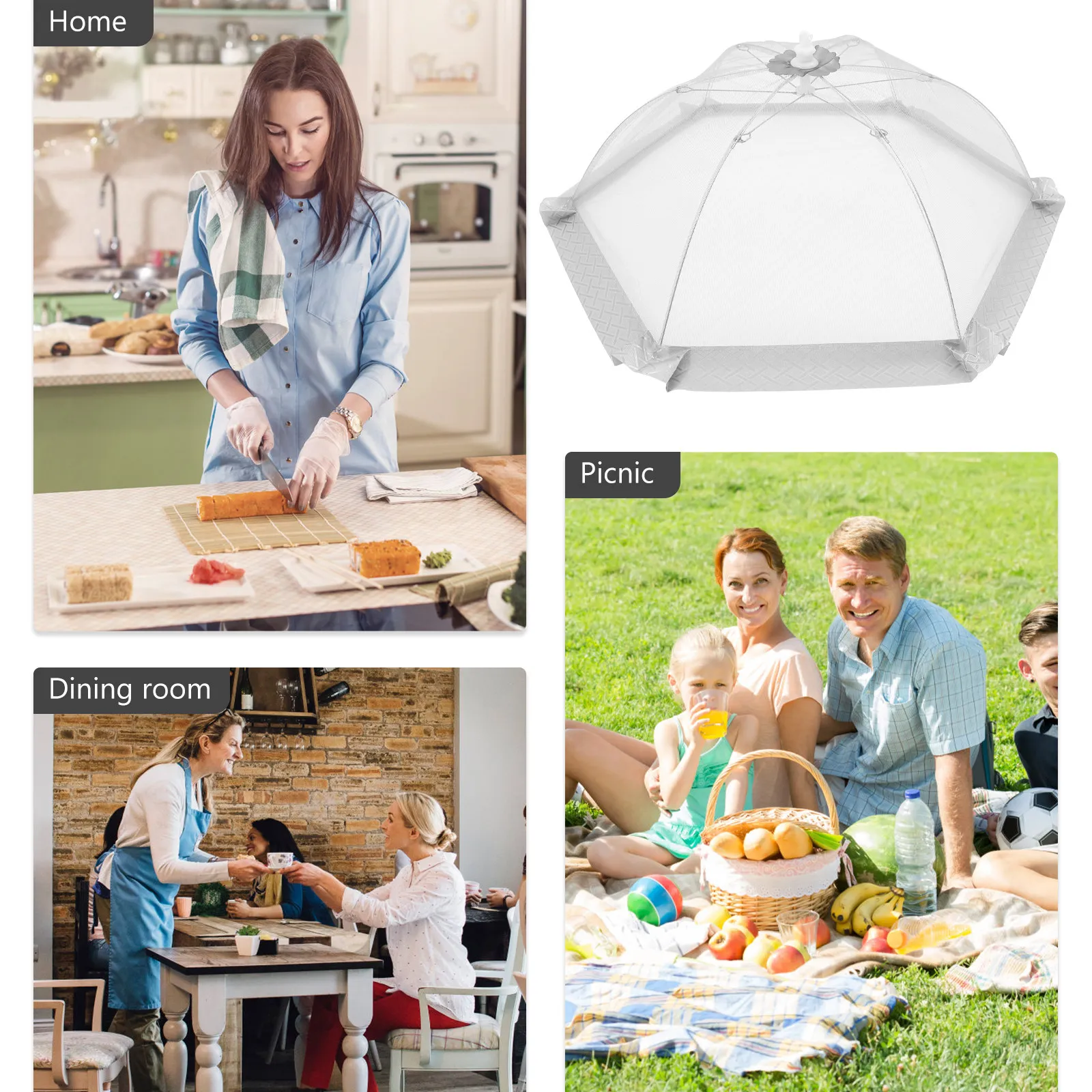 Foldable Large Food Tent Cover Mesh Screen for Outdoor Indoor Table Serving Clear Visibility Insect Proof Portable Reusable Food