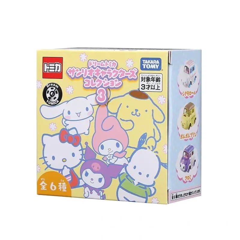 TAKARA TOMY Tomica Sanrio Hello Kitty Kuromi Mini coche de juguete de aleación de simulación modelo de Metal fundido a presión juguetes para niños regalos de vacaciones