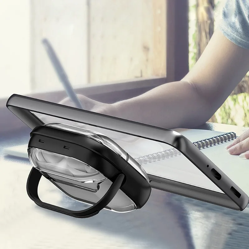 Samsung Galaxy Buds 3 Pro 케이스의 경우 고급 투명 스탠드 헤드폰 커버 Galaxy Buds 3 용 Bluetooth 이어 버드 충전 박스