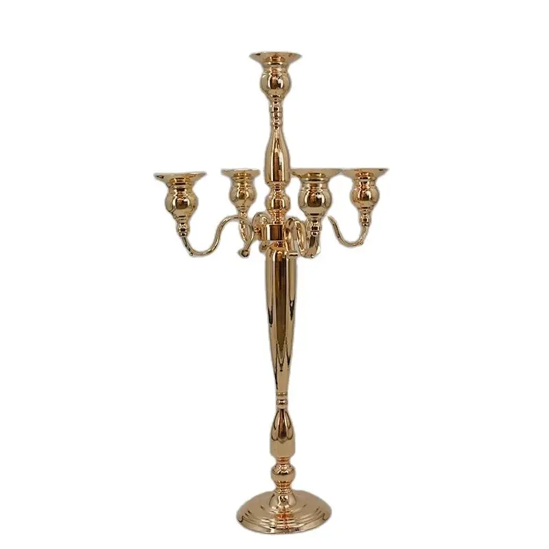 

2/5/10pcs Candle Holders 5-arms Metal Gold Candelabras Crystal Candlesticks For Wedding Event Centerpieces