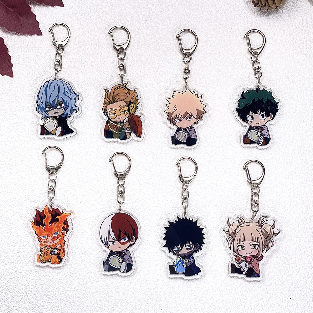 1/8Pcs Anime My Hero Academia Car Keychain Accessories Acrylic Cute Charms Pendant For Bag Funny Key Holder Backpack Decoration