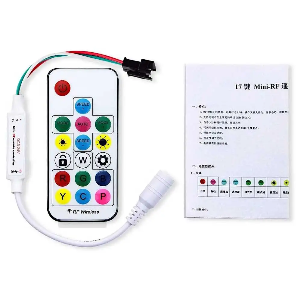 LED Mini Colorful Controller Suitable for WS2812 WS2811 Colorful RGB DC5~24V 3pin JST Connector 200 Color Mode SP104E10 per pack