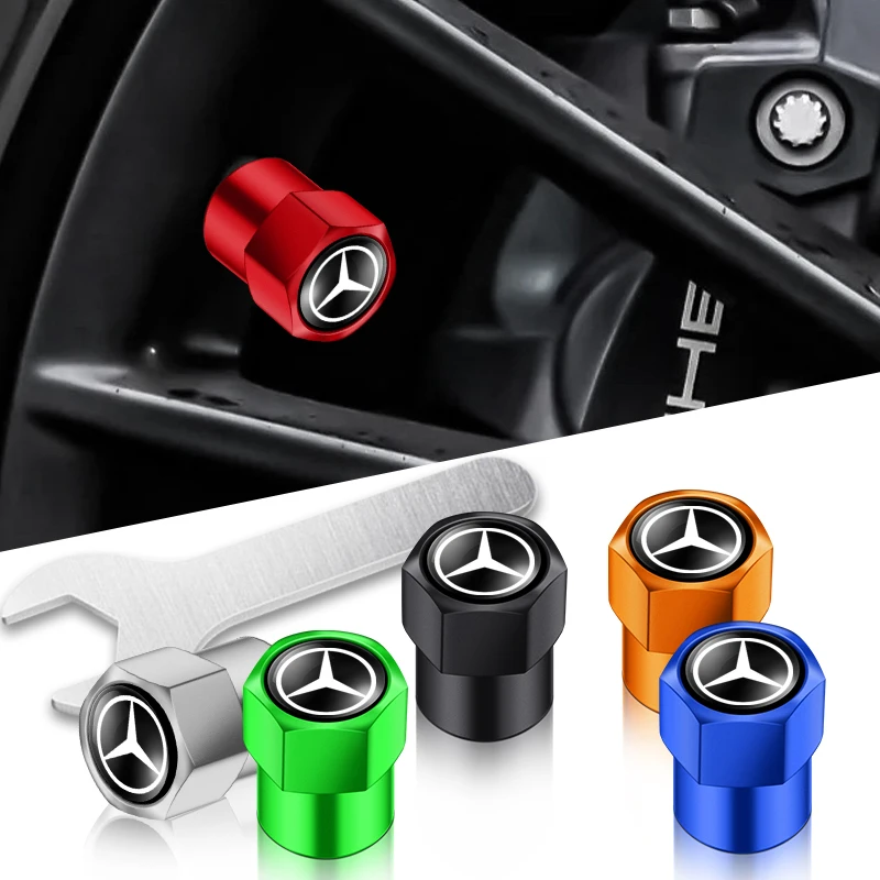 4Pcs Metall Auto Rad Reifen Luft Ventil Kappen Vorbau Abdeckungen Für Mercedes Benz B/C/E/S Klasse A Klasse C200L GLC GLE CLA Auto zubehör