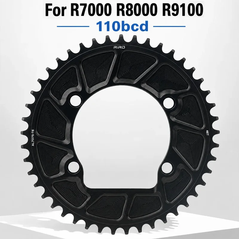 Coroas de transmissão RIRO 110BCD 4 parafusos para Shimano 105 R7000 R8000 R9100, coroa estreita e larga de alumínio para bicicletas de estrada e dobráveis, 110BCD 4 parafusos.