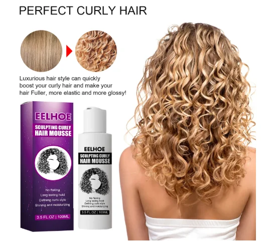 100ml Sculping Curly Hair Mousse Persistently Maintain Curls Enhance Glossiness Moisturize Fluffiness Shape Hairstyles Elastin