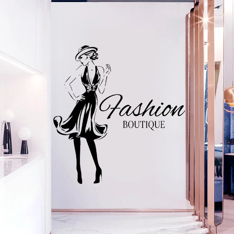 Fashion Woman Design Vinyl Sticker Girls Fashion Clothing Boutique Window Shop Livingroom Wall Decal Gil Dorm Decal FS14