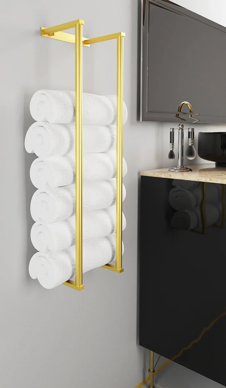 Storage Rack Brushed Stainless Steel Towel Rack Bathroom Wall-mounted Vertical Simple Bath Towel Rack Bathroom Accessories