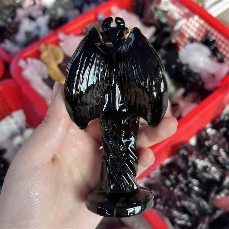 Natural Black Obsidian Witch Succuba Lilith Statue Carving Statue Quartz Healing Energy Gemstone For Christmas Gift 1pcs view 2