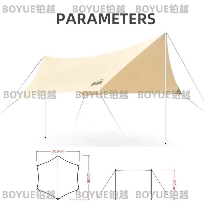 Outdoor Camping Sunshade Tarp Waterproof Sun Shelter Canopy Picnic UV-Protection Awning Rain Fly Sliver Coating Oxford
