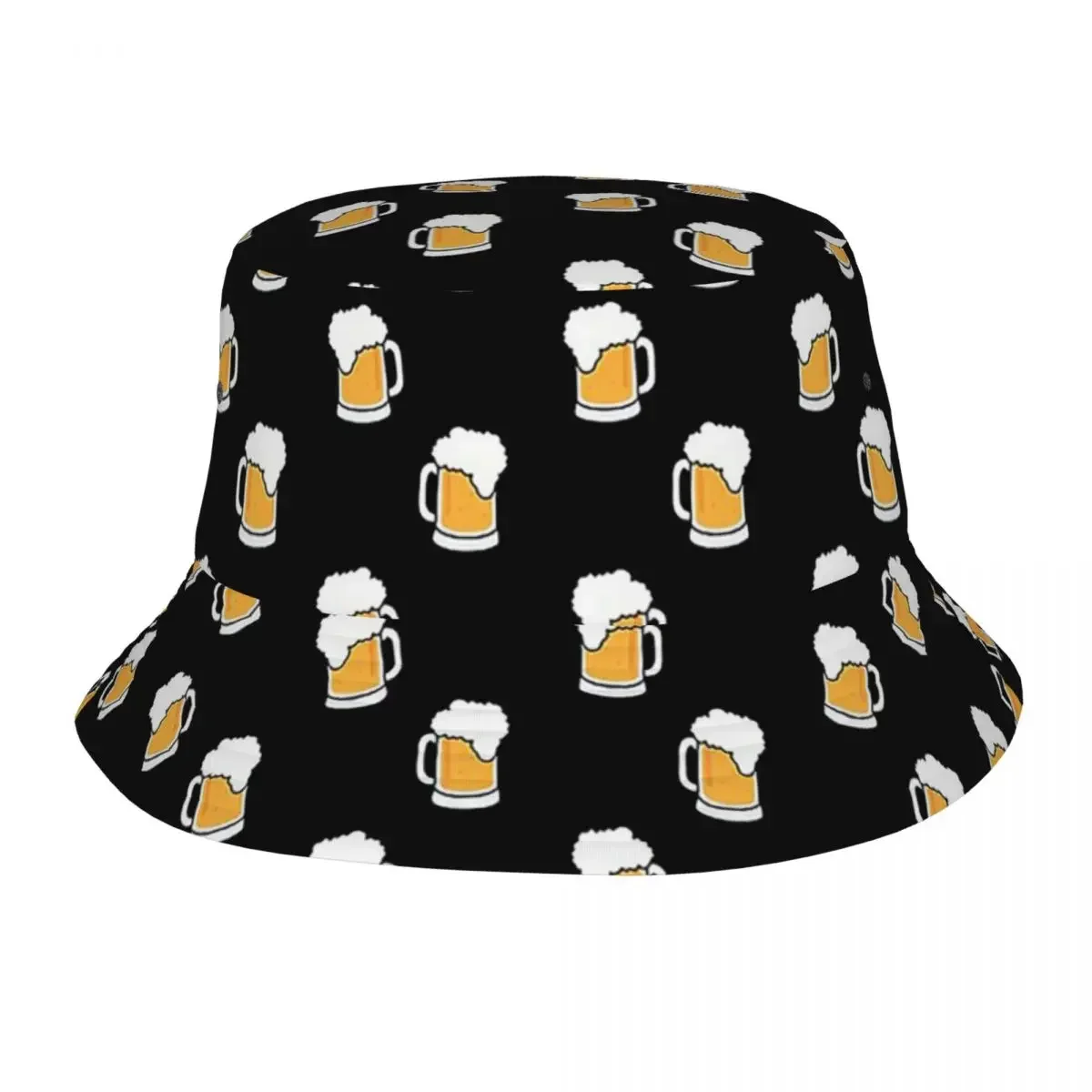 Trendy Beer Foam Pattern Bob Hat Unisex Packable Outdoor Boys Lover Fishing Hats Hot Summer Beach Vacation Getaway Headwear