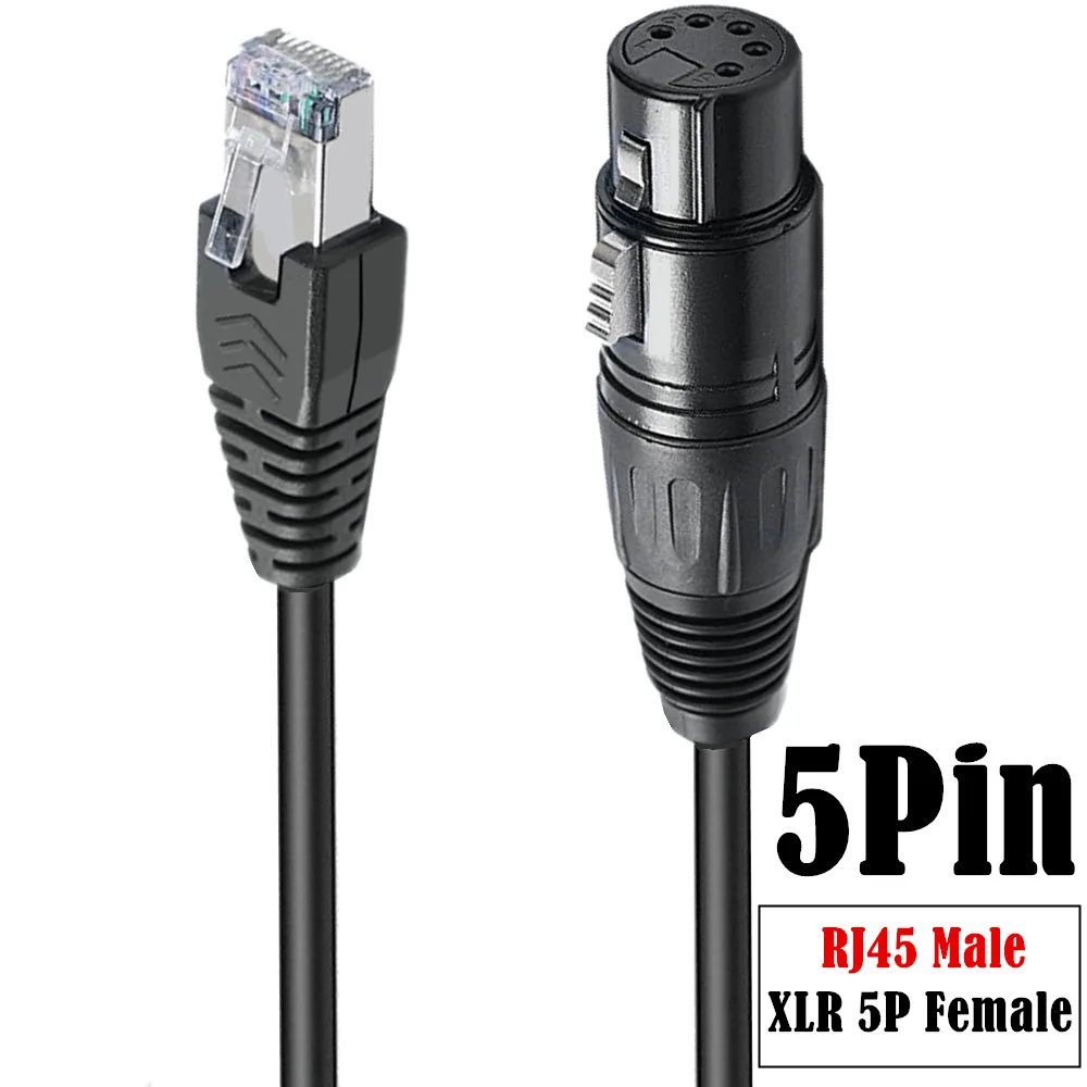 Canon XLR5 Core Male/Female Ke RJ45 Male 8P8C Kabel Audio Cocok untuk Peralatan Pencahayaan Panggung Peralatan KTV Canon XLR5 Core Ma