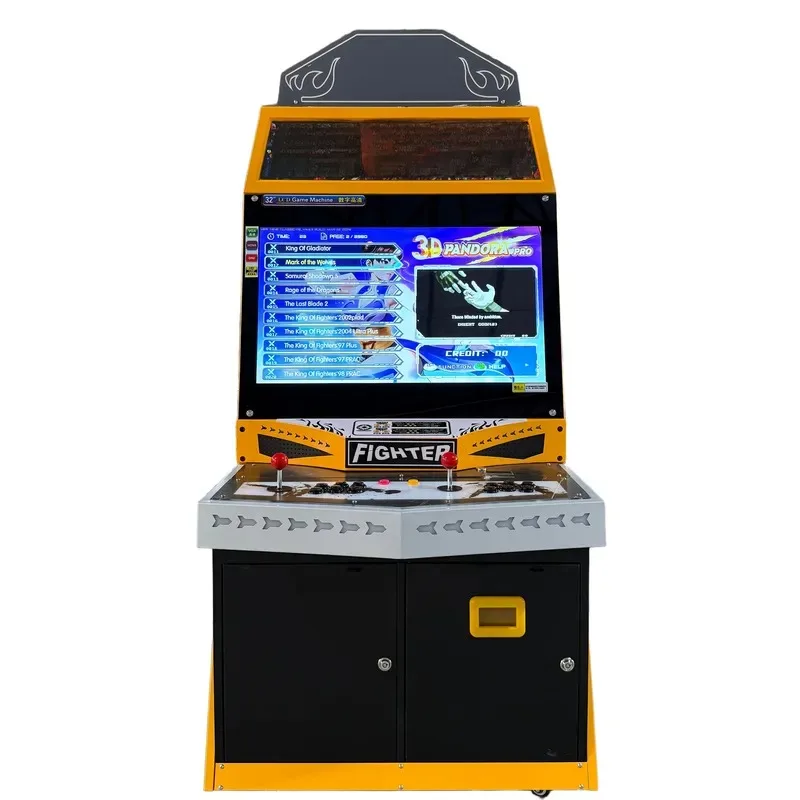 coin-toss retro arcade gaming console stand-up gaming cabinet with 32-inch screen, metal construction, 1-year warranty