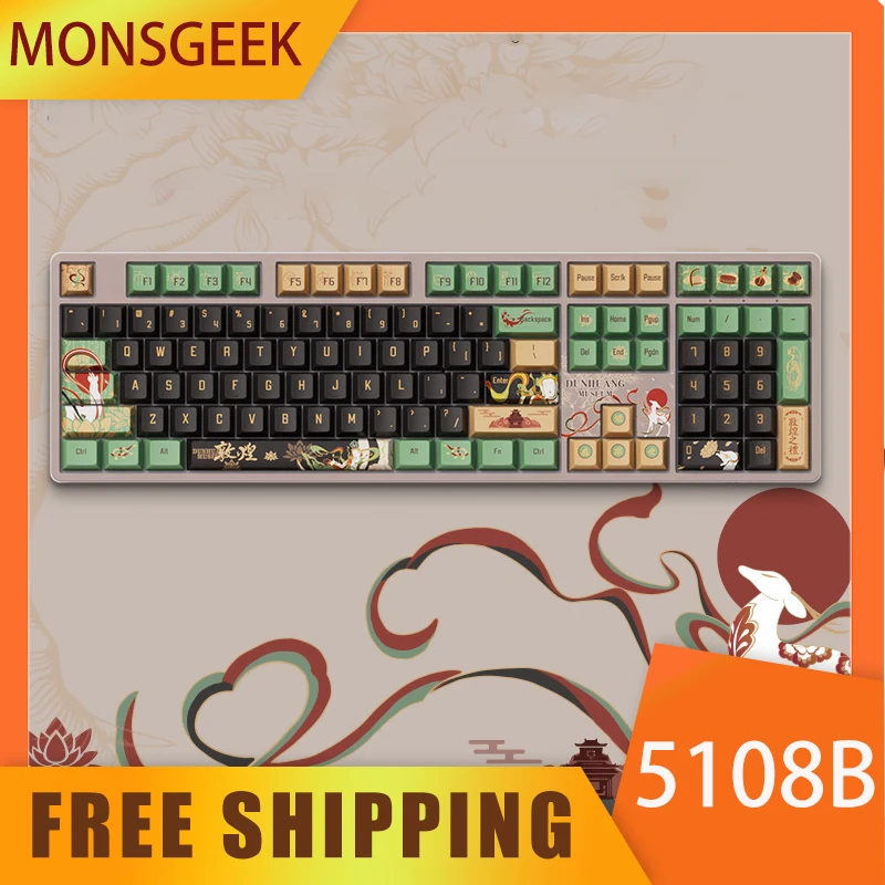 Akko 5108b Plus Dunhuang Joint 3-Mode Mechanical Keyboard Pbt Key Cap Rgb Ergonomic Hot-Swappable Gaming Keyboard