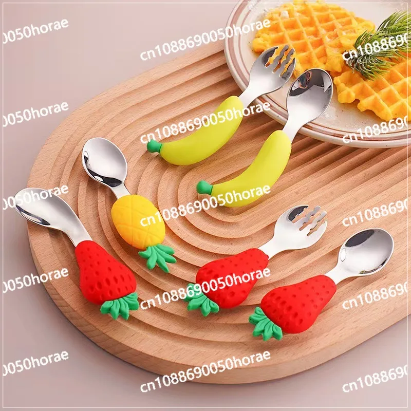 Stainless Steel Mother and Child Feeding Utensils, Household Complementary Food, Children's Fruit Spoons and Forks