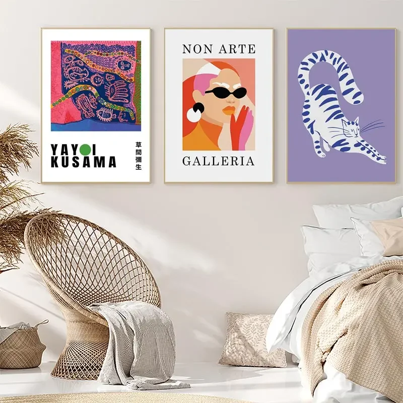 أزياء الموناليزا البوب الملصقات والطباعة الفن خمر يايوي كوساما القط حائط لوح رسم صور مجلة نيويوركر ديكور