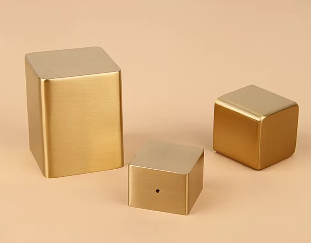 4Pcs Brass Square Furniture Leg Tip Rail End Cap Bottom Sealed
