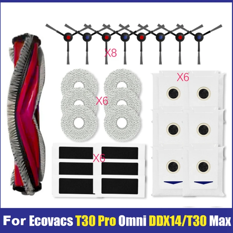 

ABUD-27 шт. для ECOVACS T30 PRO OMNI DDX14/ YEEDI M12 Pro+, запасные части, аксессуары, основная боковая щетка, фильтр, швабра, мешок для пыли