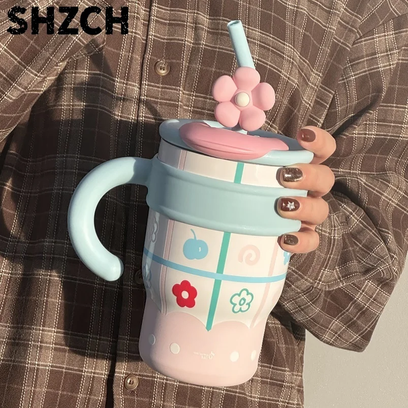 Große Kapazität Edelstahl-Becher Isolierte Teebrühflasche Damen-Version 2024 Neue Büro-Wasserflasche Schlankes Design
