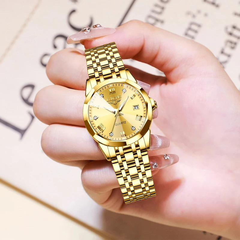 

LIGE модные водонепроницаемые кварцевые женские часы элегантные лучшие брендовые роскошные женские наручные часы повседневные водонепроницаемые с бриллиантами Reloj Mujer