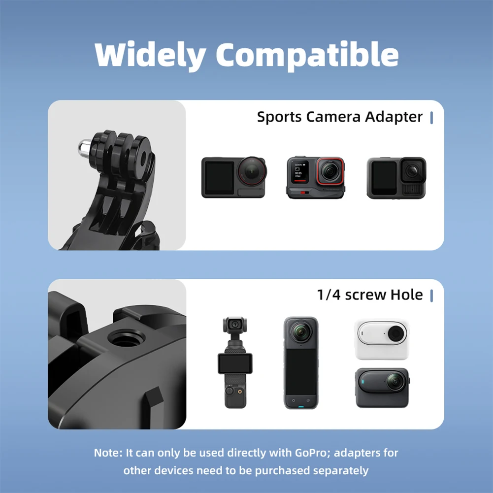 Windshield Mount Clamp with 1/4 Screw Hole Action Camera Mount Clip 180 Degree Rotable Motorcycle Bracket Clip for Sports Camera