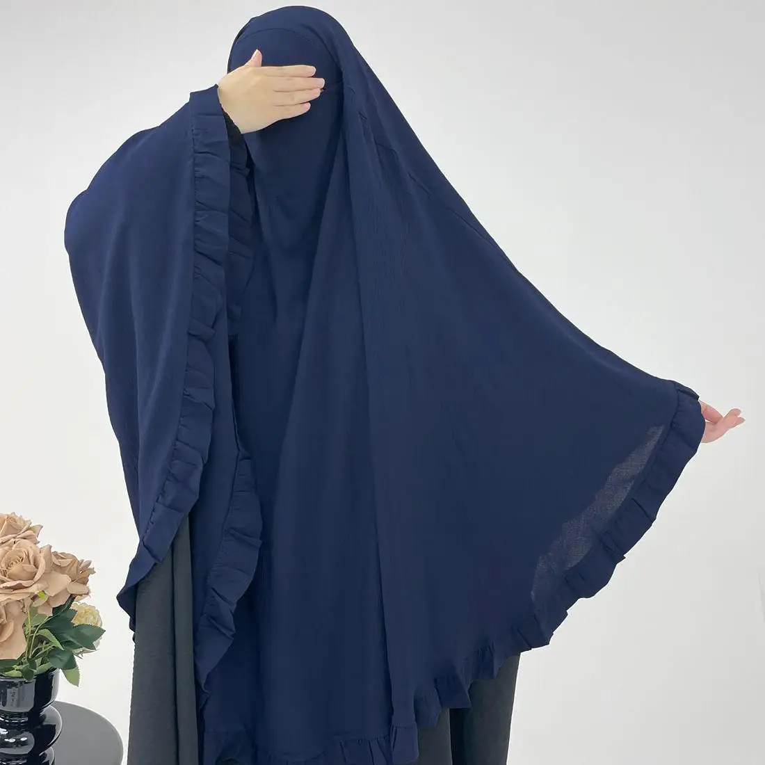 

Ид Джеллаба Химар, платок с оборками, женский мусульманский хиджаб, исламская одежда, молитвенная одежда, Рамадан, никаб, Nikab, головной убор