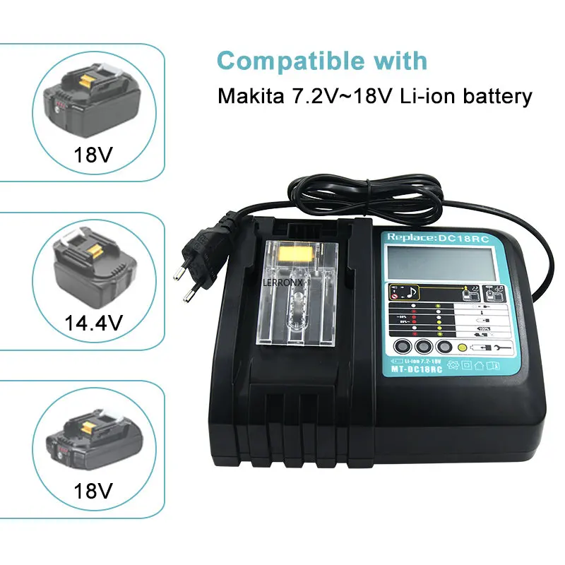 6000mAh Li-ion Rechargeable Battery for Makita 18V BL1860 BL1840 BL1850 BL1830 BL1860B LXT400 194204-5 194205-3 EU Charger