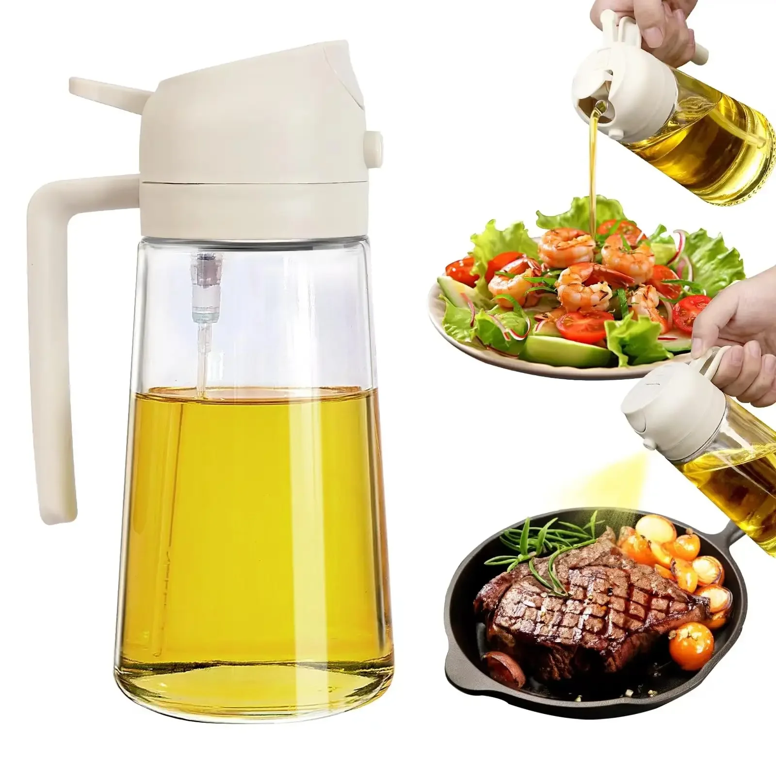 

Oil Sprayer for Cooking, 2 in 1 Olive Oil Dispenser Bottle Glass Food-grade Oil Mister for Kitchen Air Fryer Salad Frying BBQ