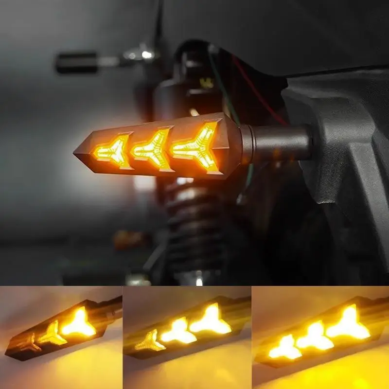 2/4Pcs Motorcycle Turn Signal Light Built Flasher Relay LED Flowing Turn Signals Motorbike Turning Indicators 12V Waterproof