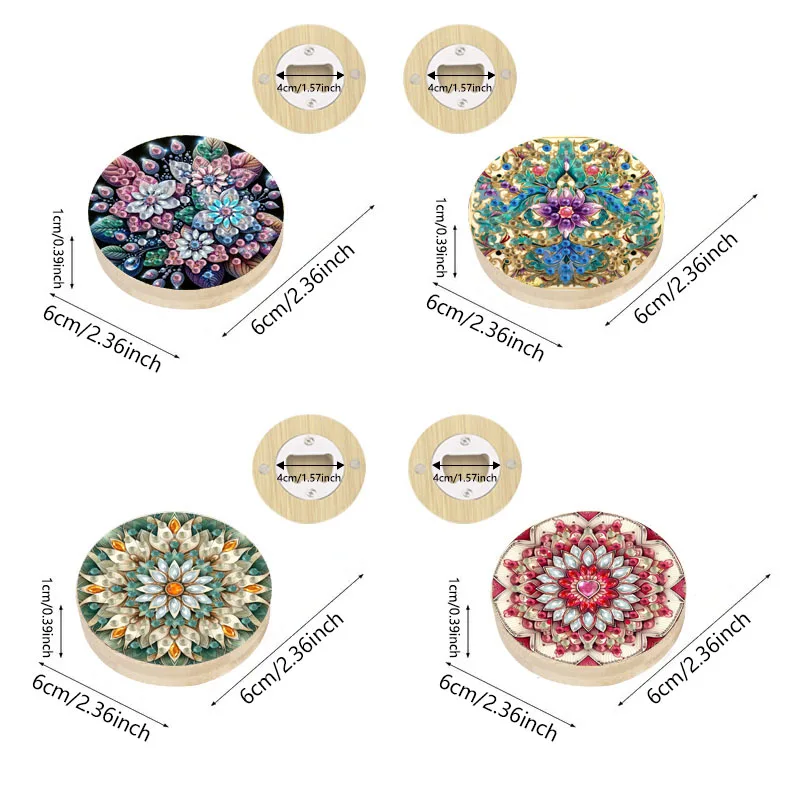 1 قطعة فتاحة الزجاجات زهرة DIY الماس اللوحة الفنية مجموعة غطاء زجاجة فتاحة شكل خاص كريستال الماس الاصطناعي عملية الفسيفساء