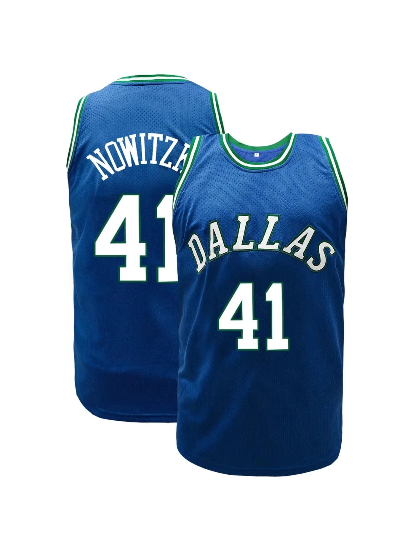 Men Vintage  No.41  Nowitzki Basketball Jersey Double Sided Print Sleeveless Vest Retro Sports Tank Top Fan  Family Matching