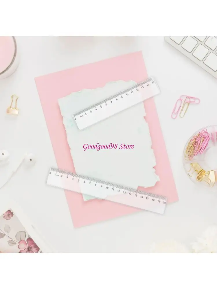 5 Pcs 15c/20cm Clear Ruler Plastic Ruler Straight Ruler Primary School Ruler Set 