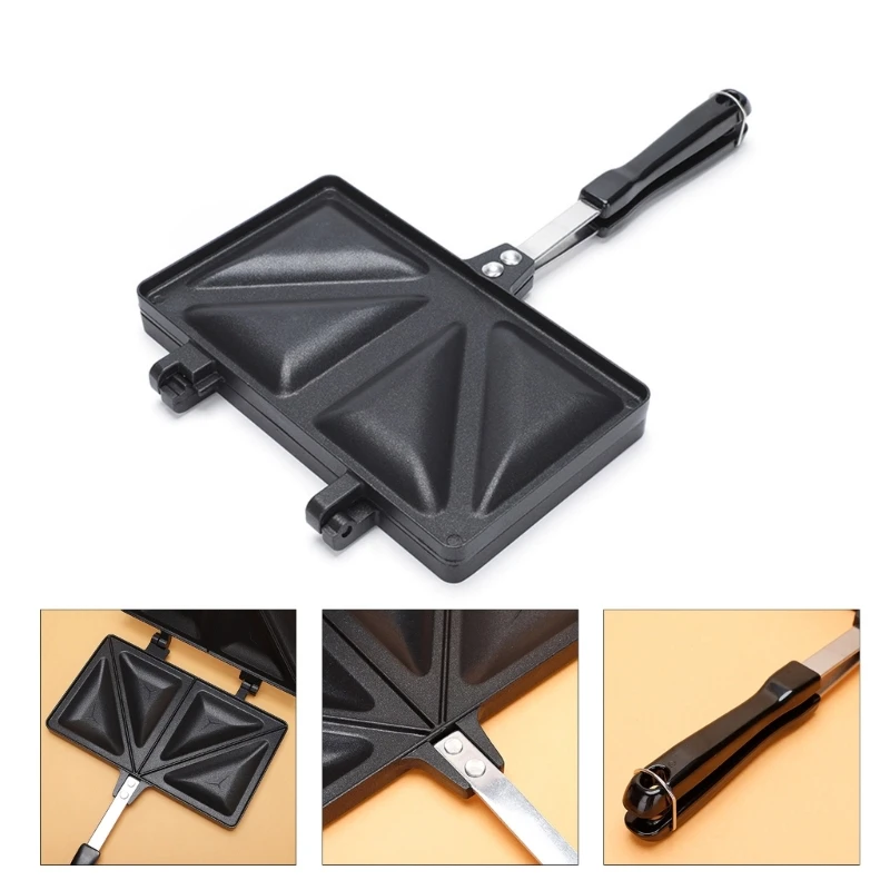 Sartén rectangular antiadherente para sándwich pan, sartén doble cara, bandeja para hornear sándwich