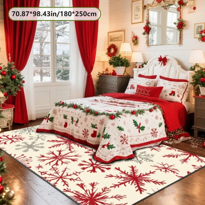 Stylish 2D Printed Christmas Home Decor Rug, Commercial‑Grade Versatile Floor Mat for Living Room Sofa Bedroom Bedside Entryway