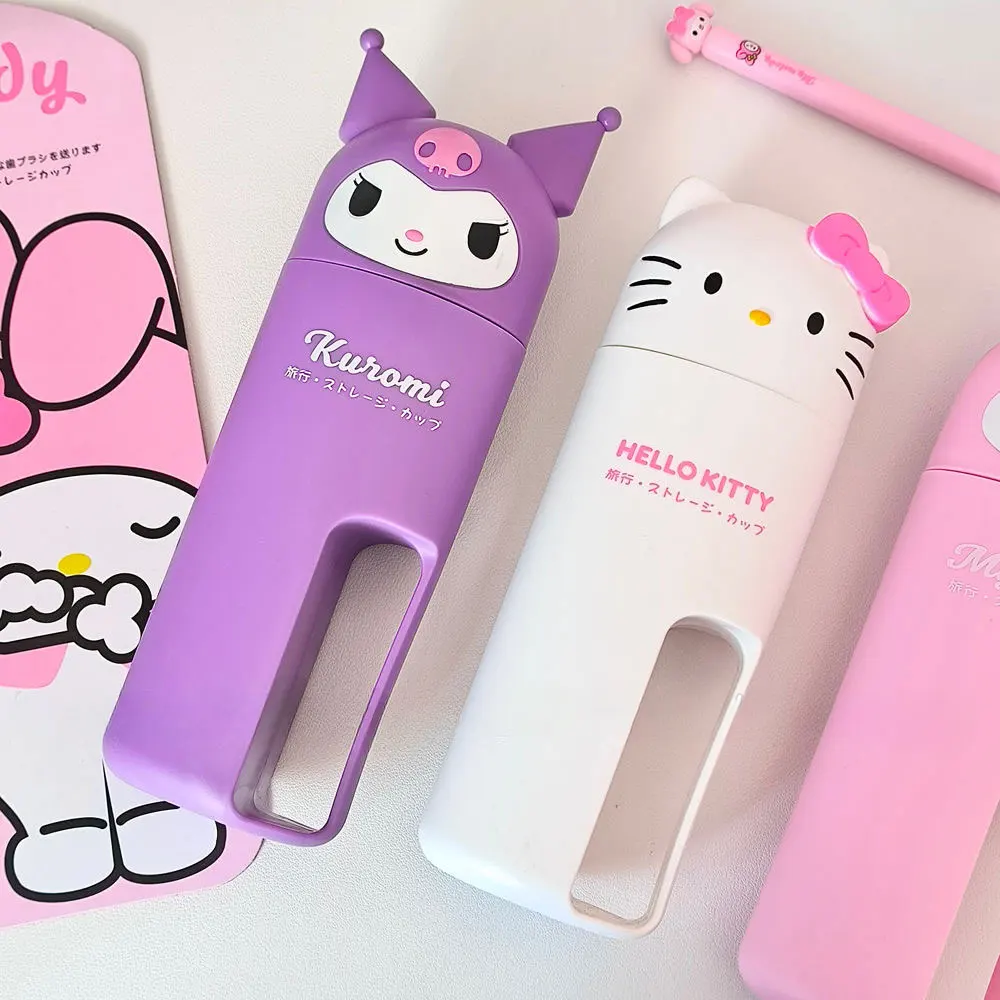 Portable sanrio Washing Cup Anime Cartoon HelloKitty Kuromi My Melody Toothbrush Holder Storage Organizer Cup Travel Sets